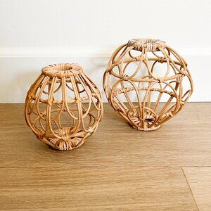 boho rattan ball decor set of two